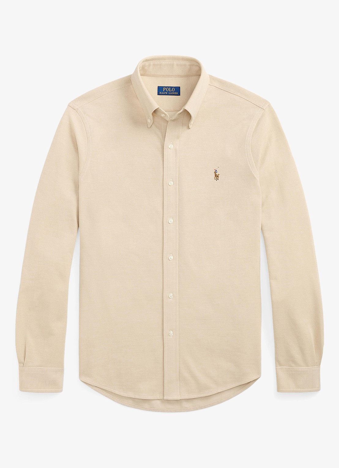 Ralph Lauren Oxford slim fit overhemd met logo - voorkant 3 coastal beige / beige
