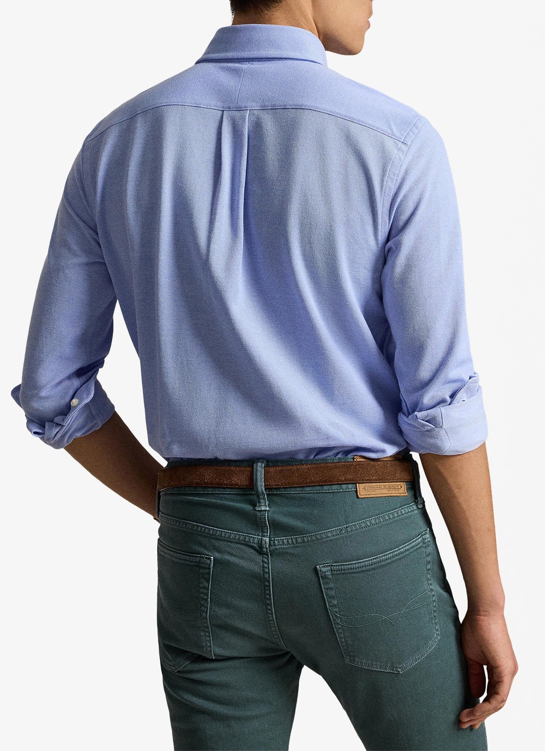Ralph Lauren Oxford slim fit overhemd met logo - achterkant 3 harbor island blue / blauw