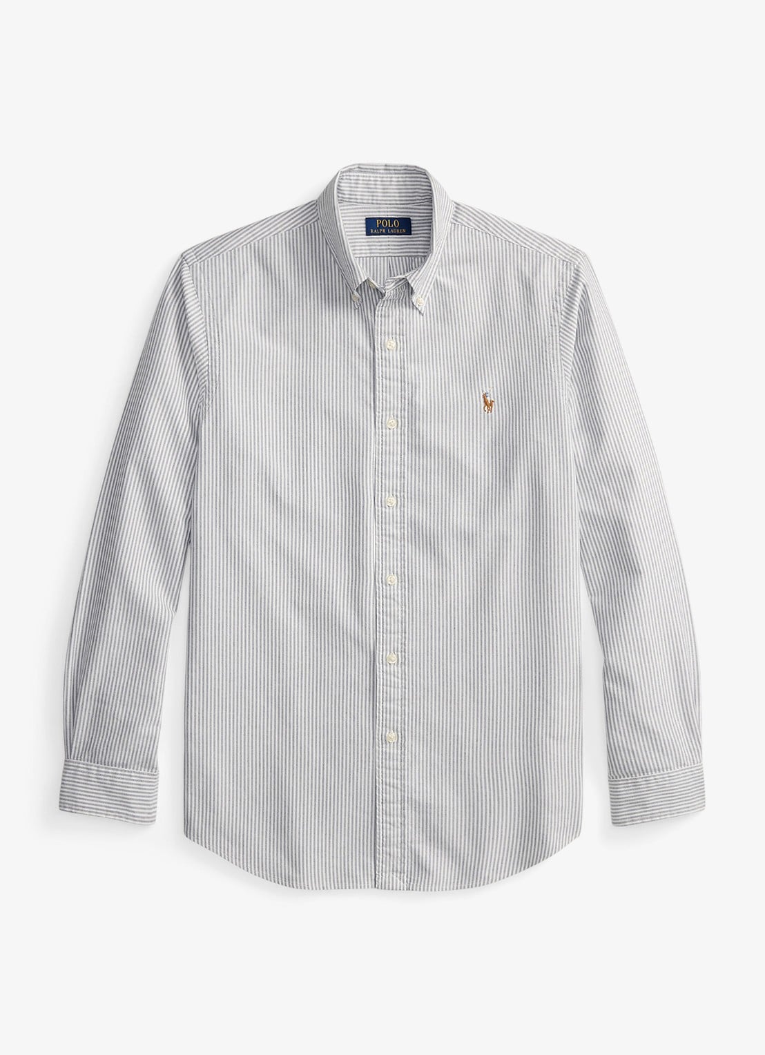 Ralph Lauren Oxford slim fit overhemd met streepprint - voorkant 3 navy white / donkerblauw