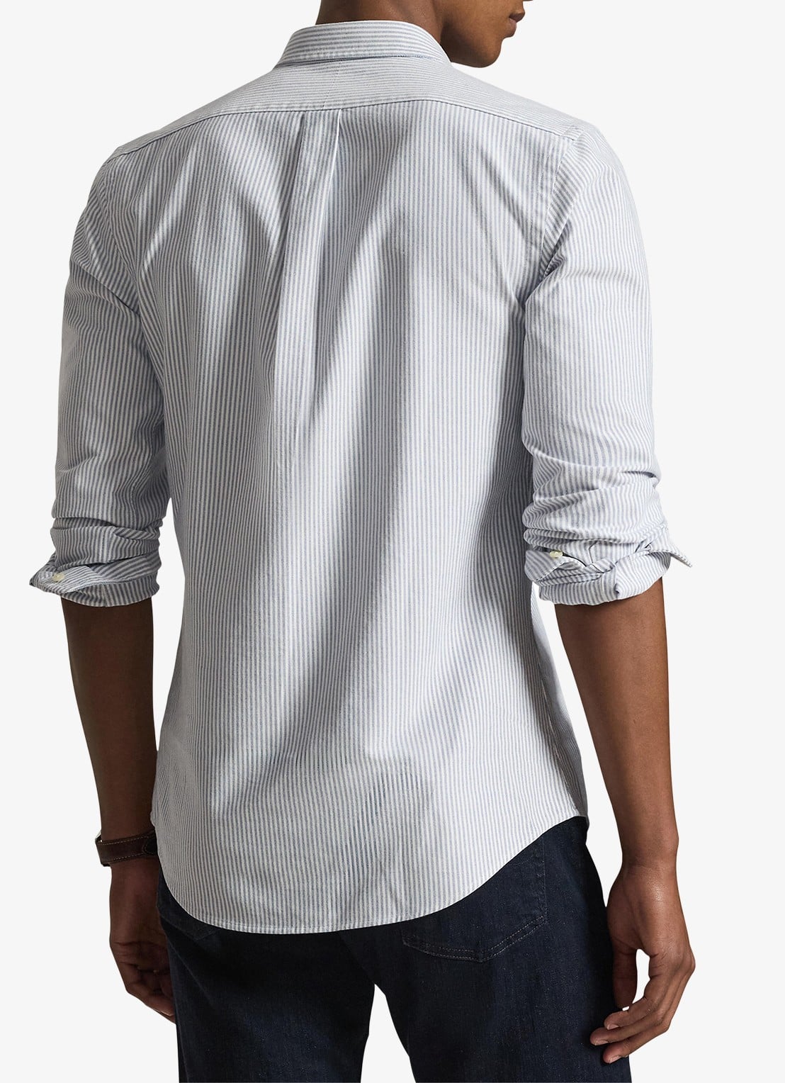 Ralph Lauren Oxfort slim fit overhemd met streepprint - achterkant 3 navy white / blauw