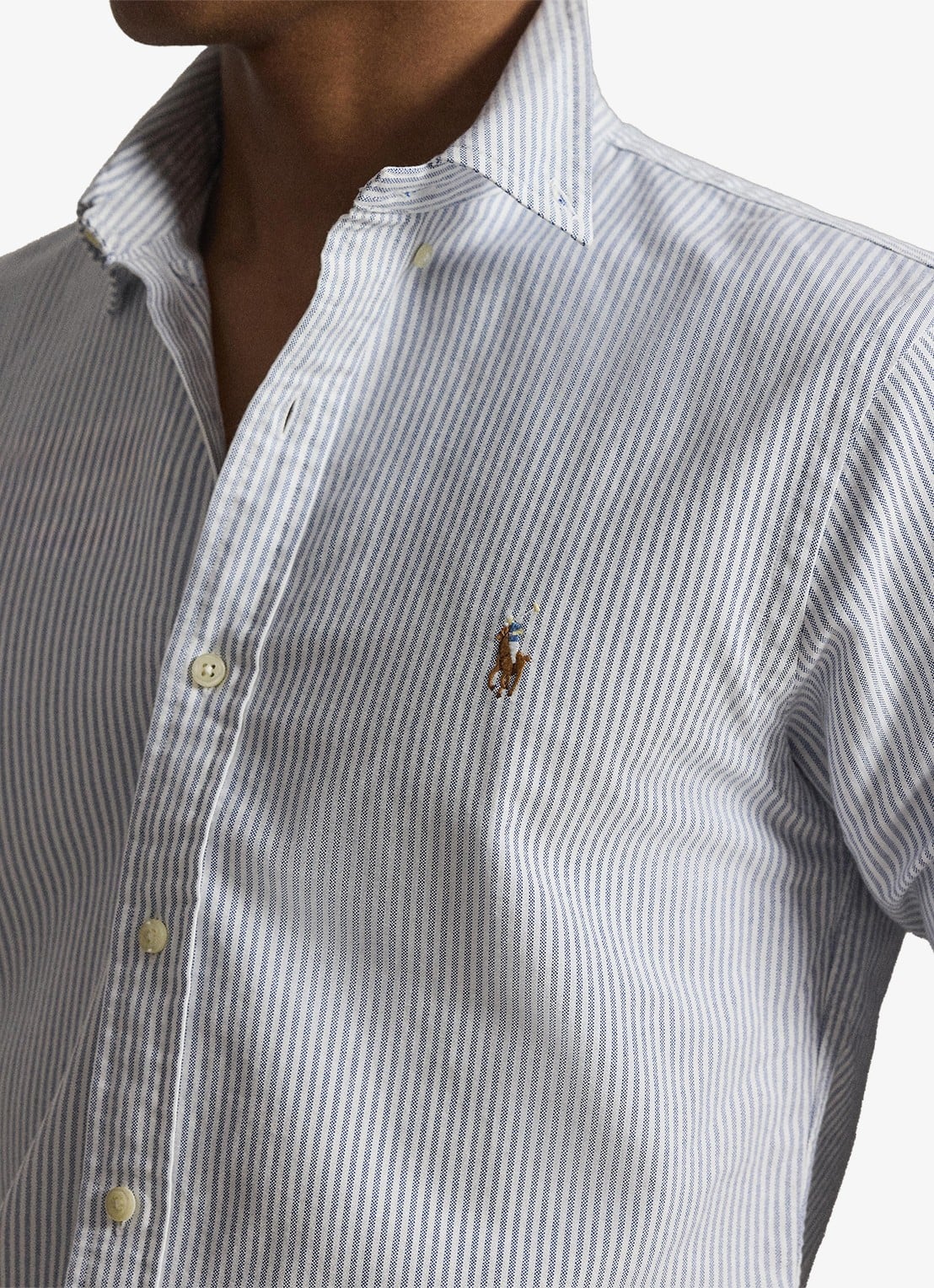 Ralph Lauren Oxfort slim fit overhemd met streepprint - detail 5 navy white / blauw