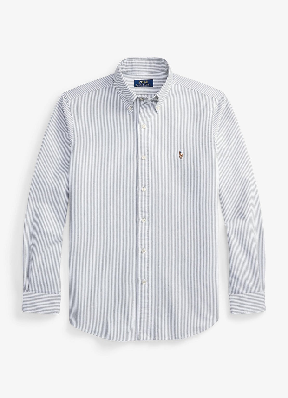 Ralph Lauren Oxfort slim fit overhemd met streepprint - voorkant navy white / blauw