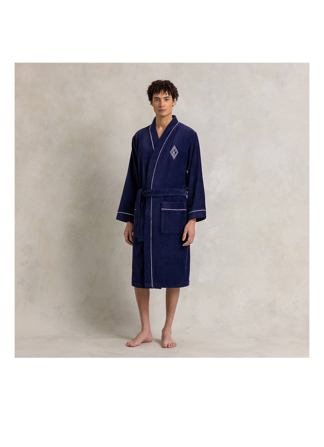 Ralph Lauren Park Row badjas van katoen - detail 6 donkerblauw
