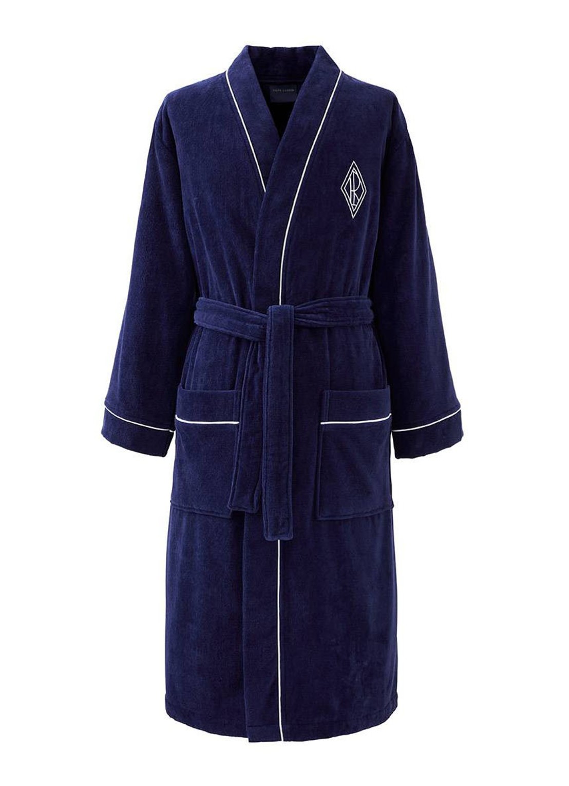 Ralph Lauren Park Row badjas van katoen - voorkant donkerblauw