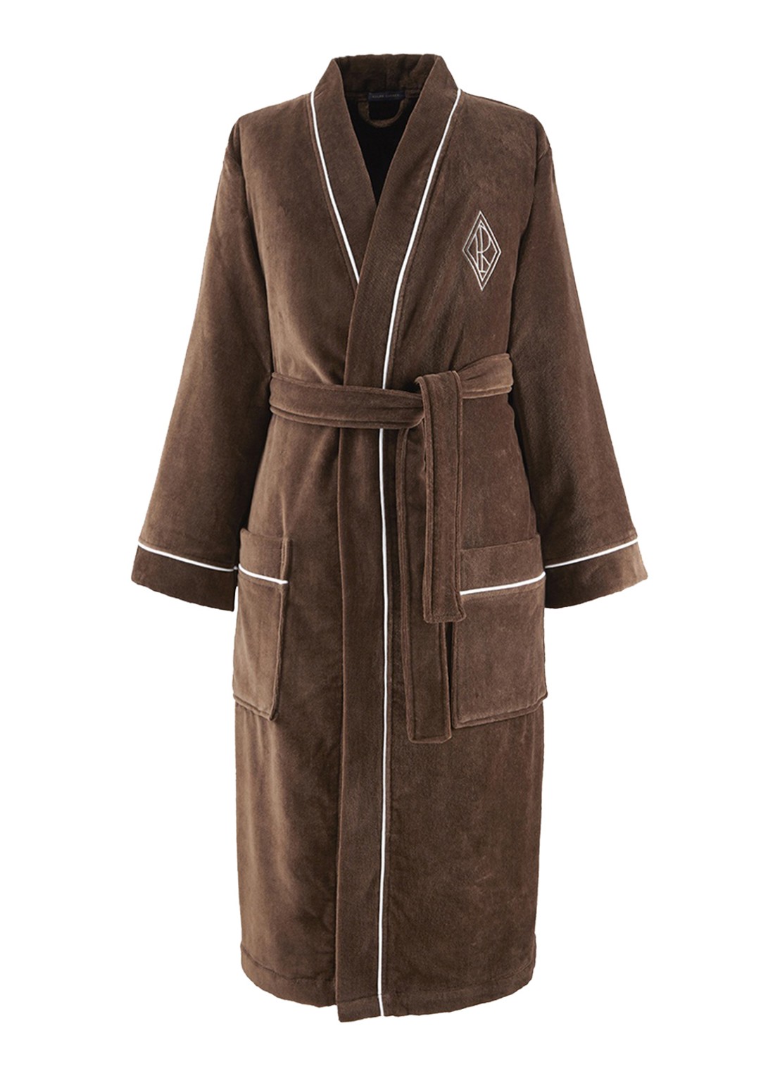 Ralph Lauren Park Row badjas van katoen - voorkant chocola