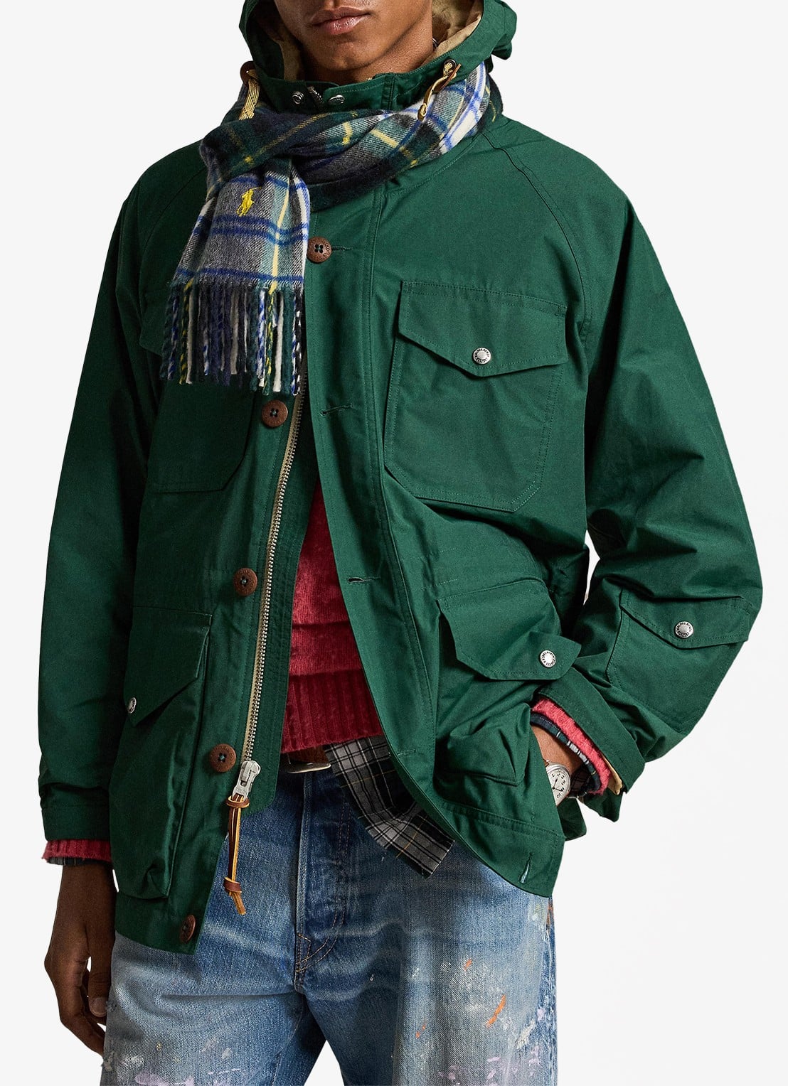 Ralph Lauren Parka met trekkoord en opgestikte zakken - voorkant 4 vintage pine-370s / groen
