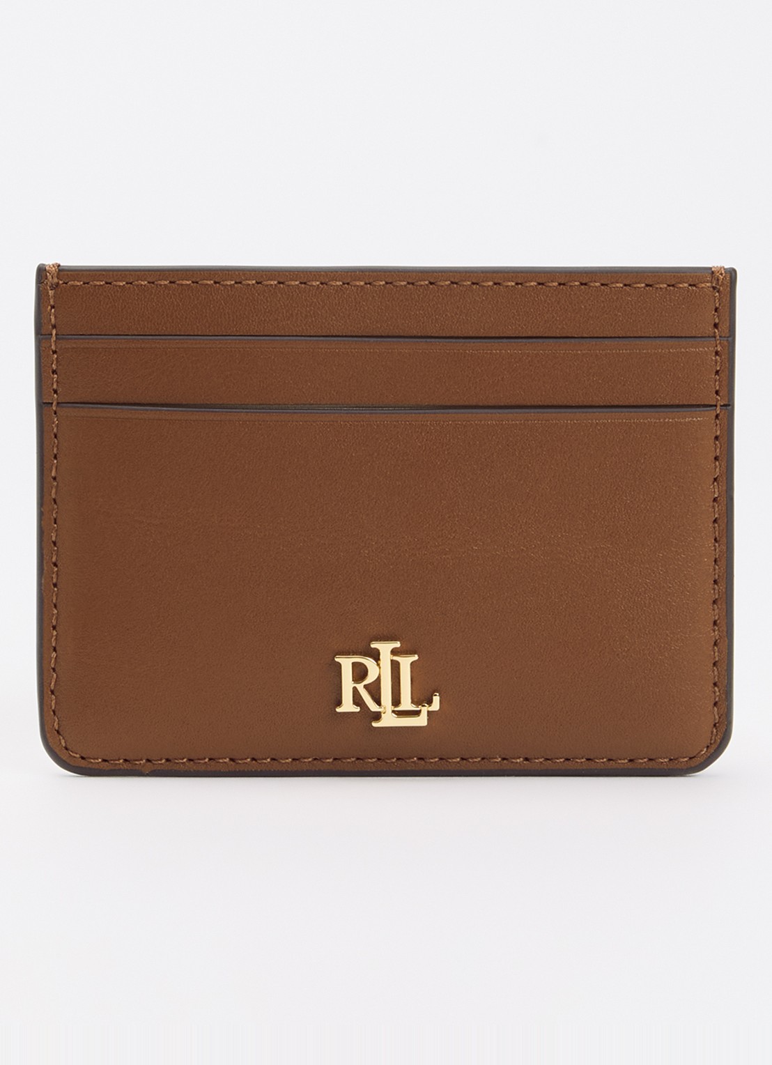 Ralph Lauren Pasjeshouder van leer met logo - voorkant 2 oranjebruin
