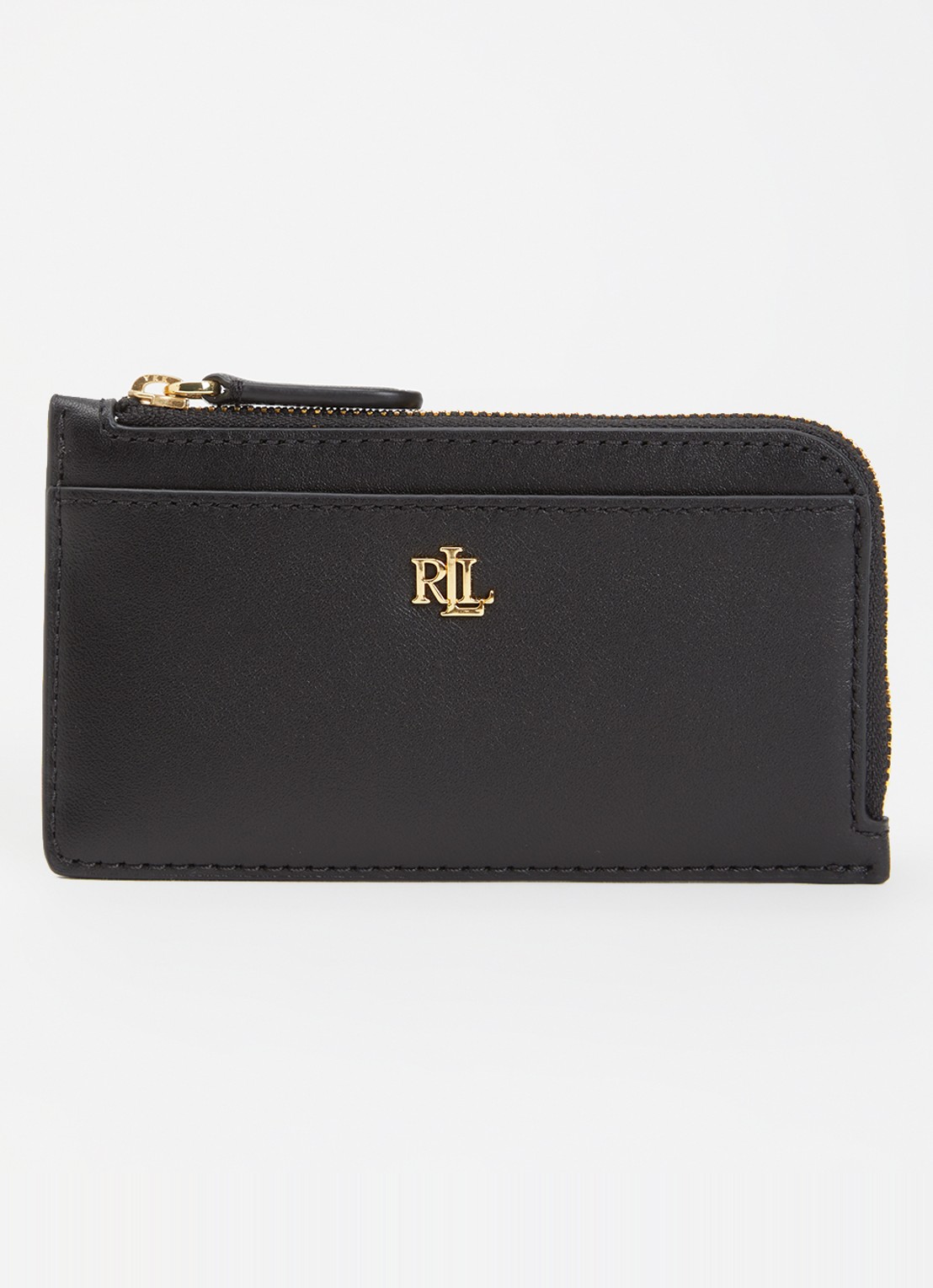 Ralph Lauren Pasjeshouder van leer met logo - voorkant 2 zwart