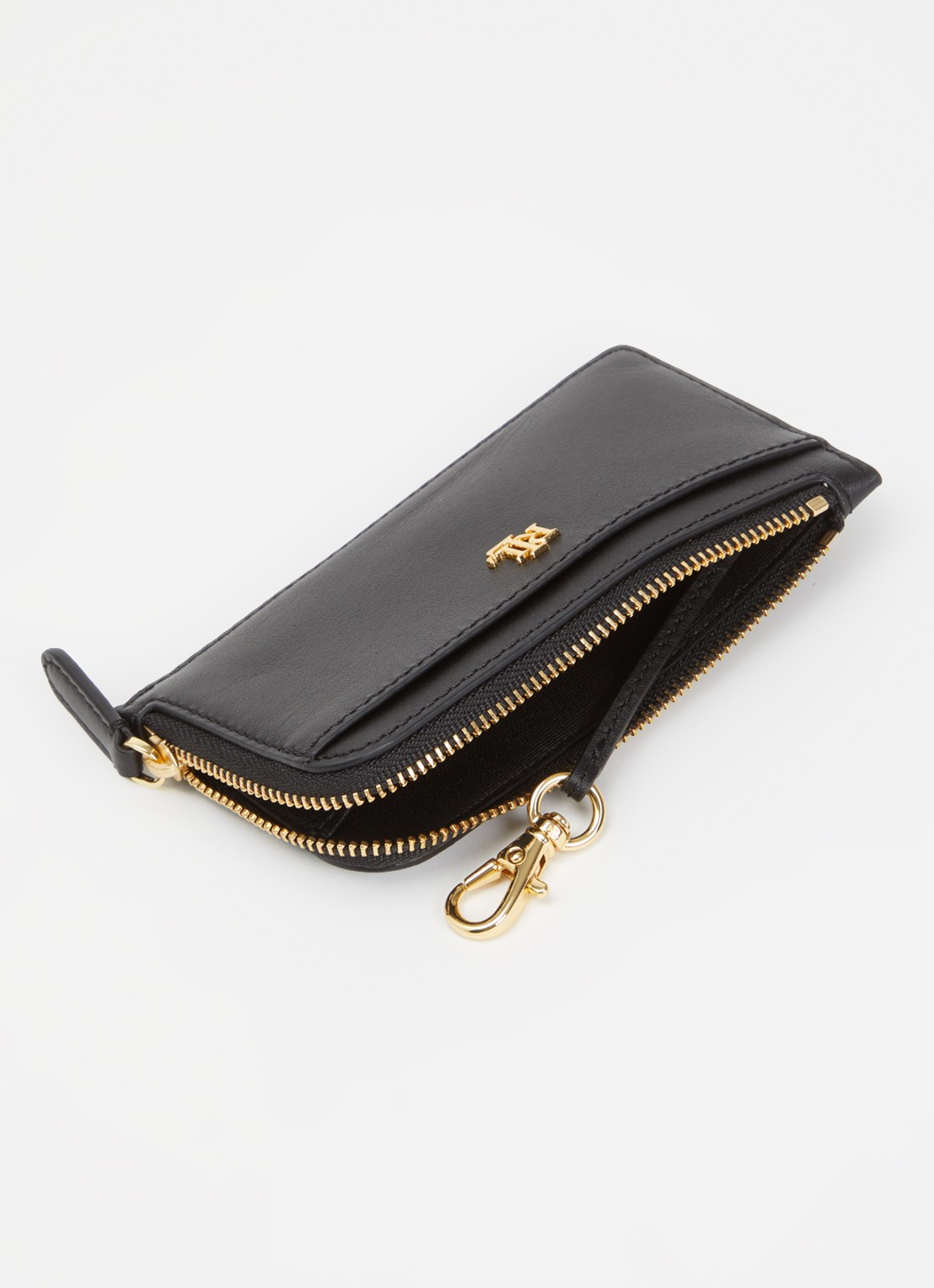 Ralph Lauren Pasjeshouder van leer met logo - voorkant 3 zwart
