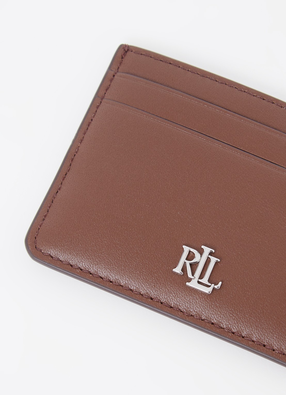 Ralph Lauren Pasjeshouder van leer - voorkant 2 donkerbruin