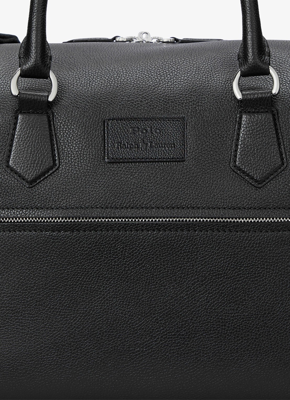 Ralph Lauren Pebbled businesstas van leer met logo - detail 3 black / zwart