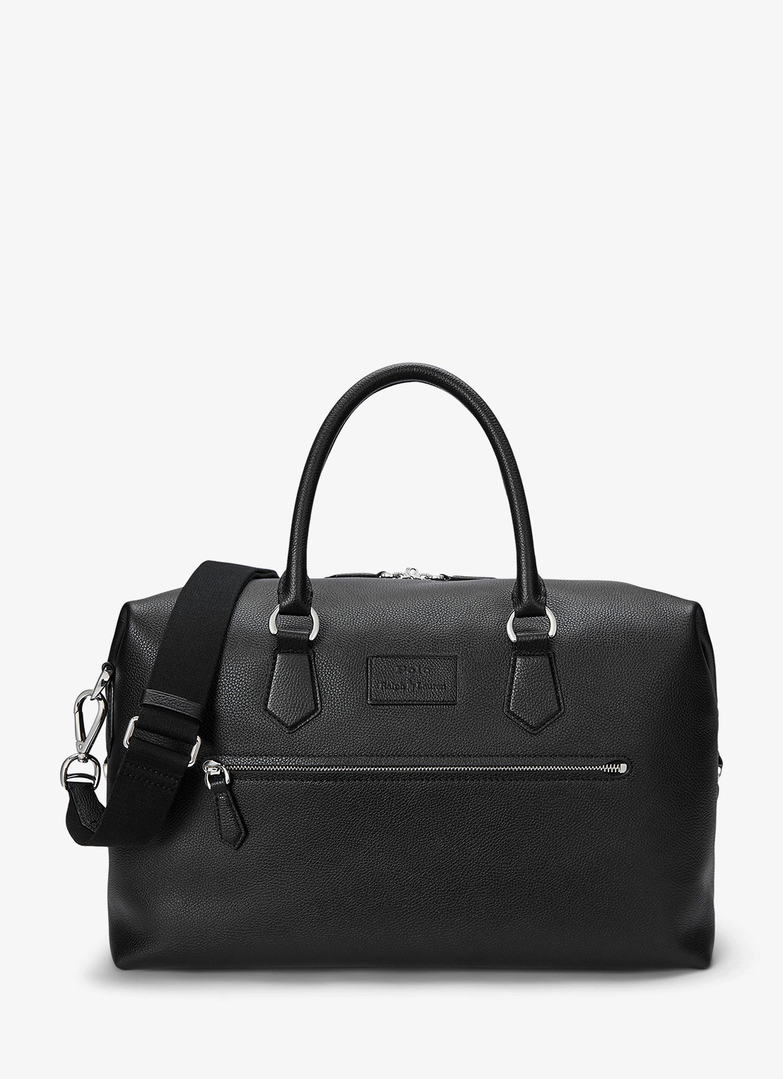 Ralph Lauren Pebbled businesstas van leer met logo - voorkant 6 black / zwart
