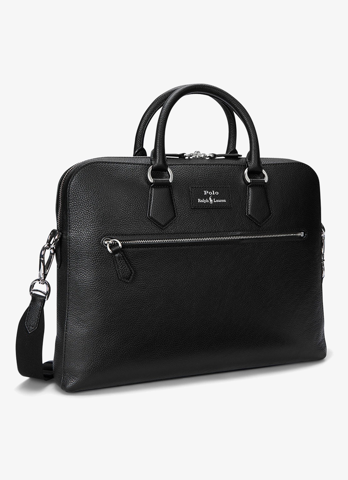 Ralph Lauren Pebbled businesstas van leer - detail 2 black / zwart