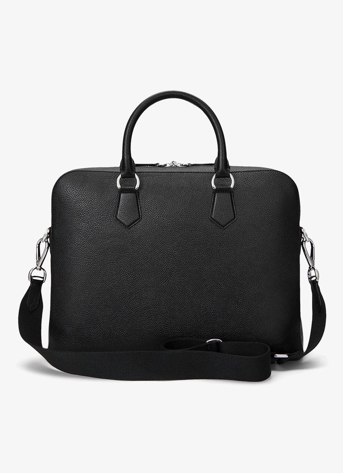 Ralph Lauren Pebbled businesstas van leer - detail 3 black / zwart