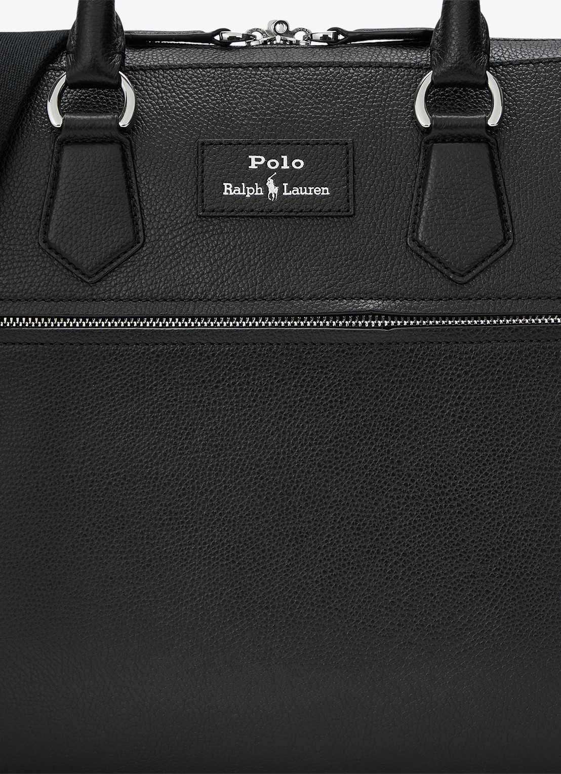 Ralph Lauren Pebbled businesstas van leer - detail 4 black / zwart
