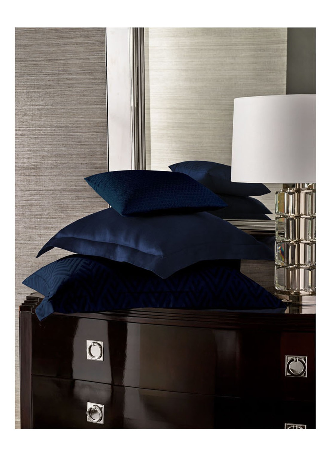 Ralph Lauren Penthouse kussensloop van katoensatijn 300TC - detail 4 donkerblauw
