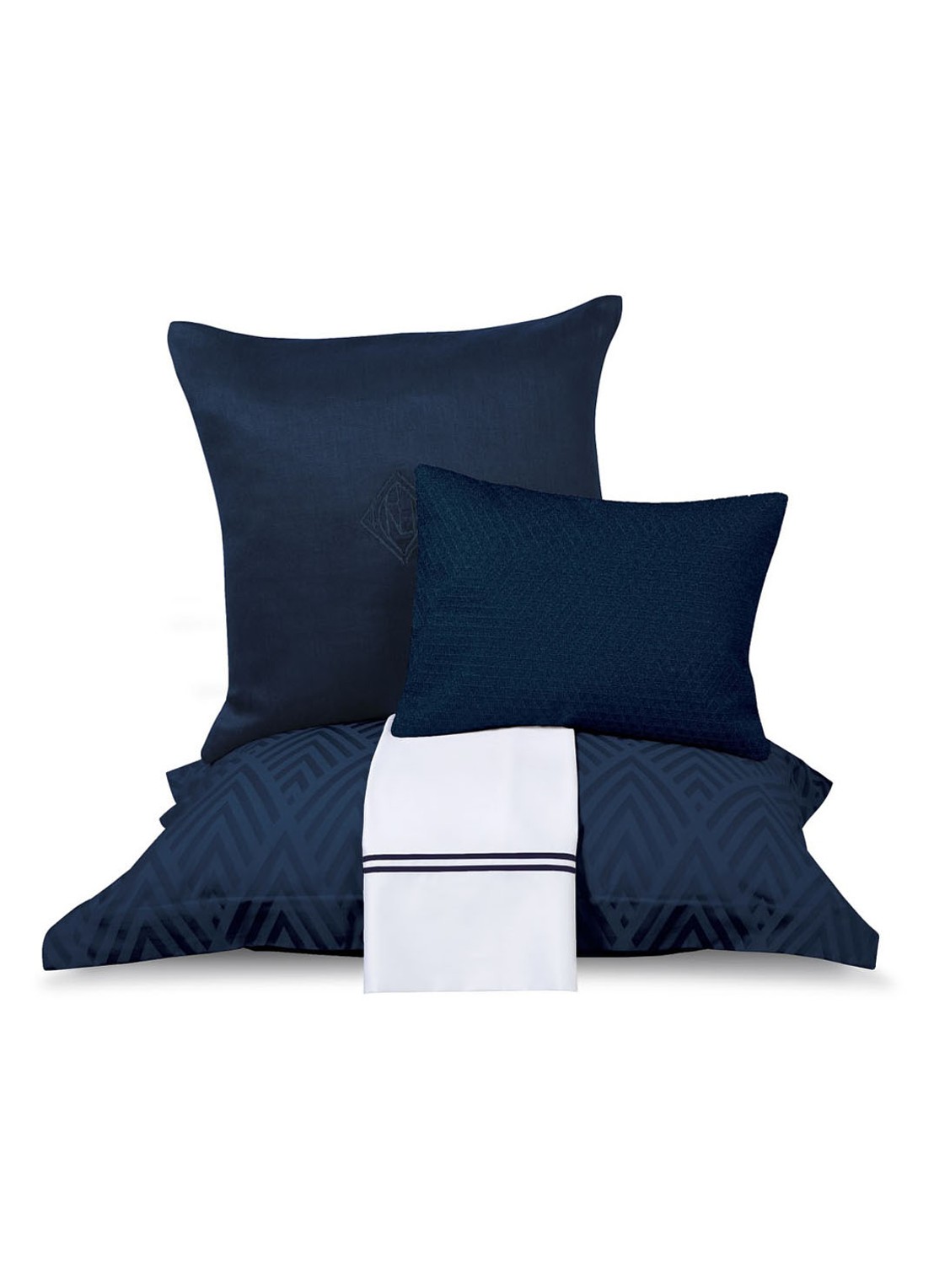 Ralph Lauren Penthouse kussensloop van katoensatijn 624TC - detail donkerblauw