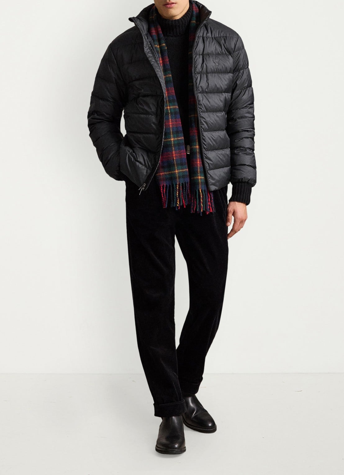 Ralph Lauren Performance gewatteerde jas met ritszakken - voorkant 2 polo black / zwart
