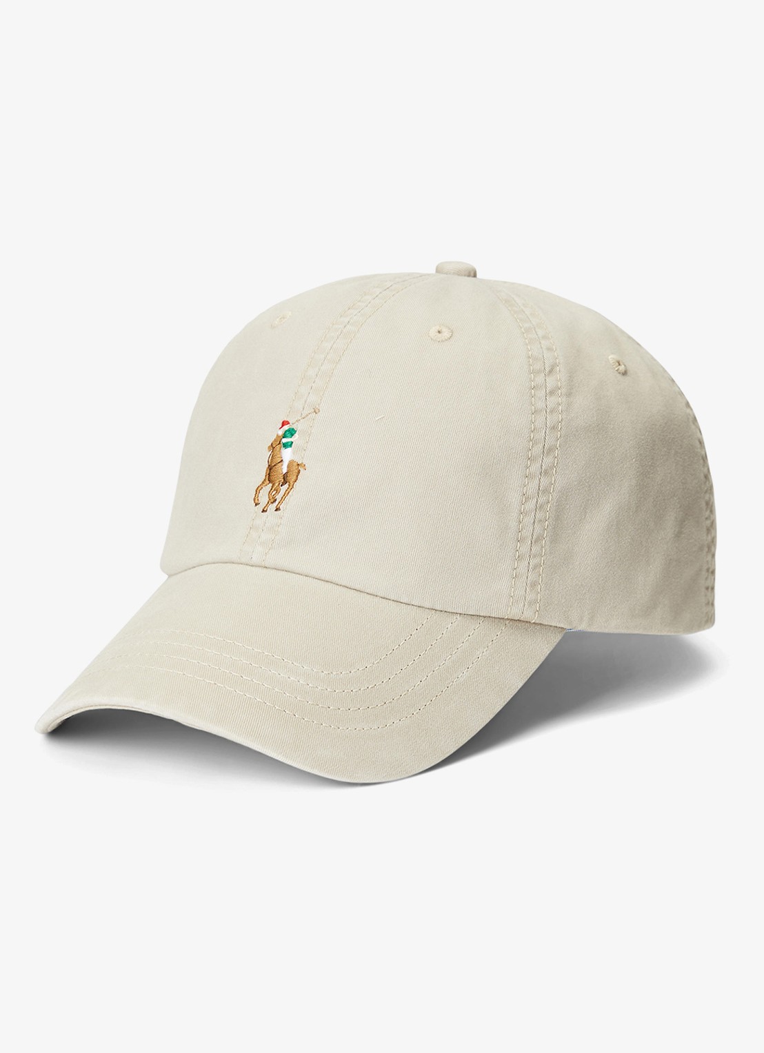 Ralph Lauren Pet met logo borduring en leren details - voorkant khaki tan
