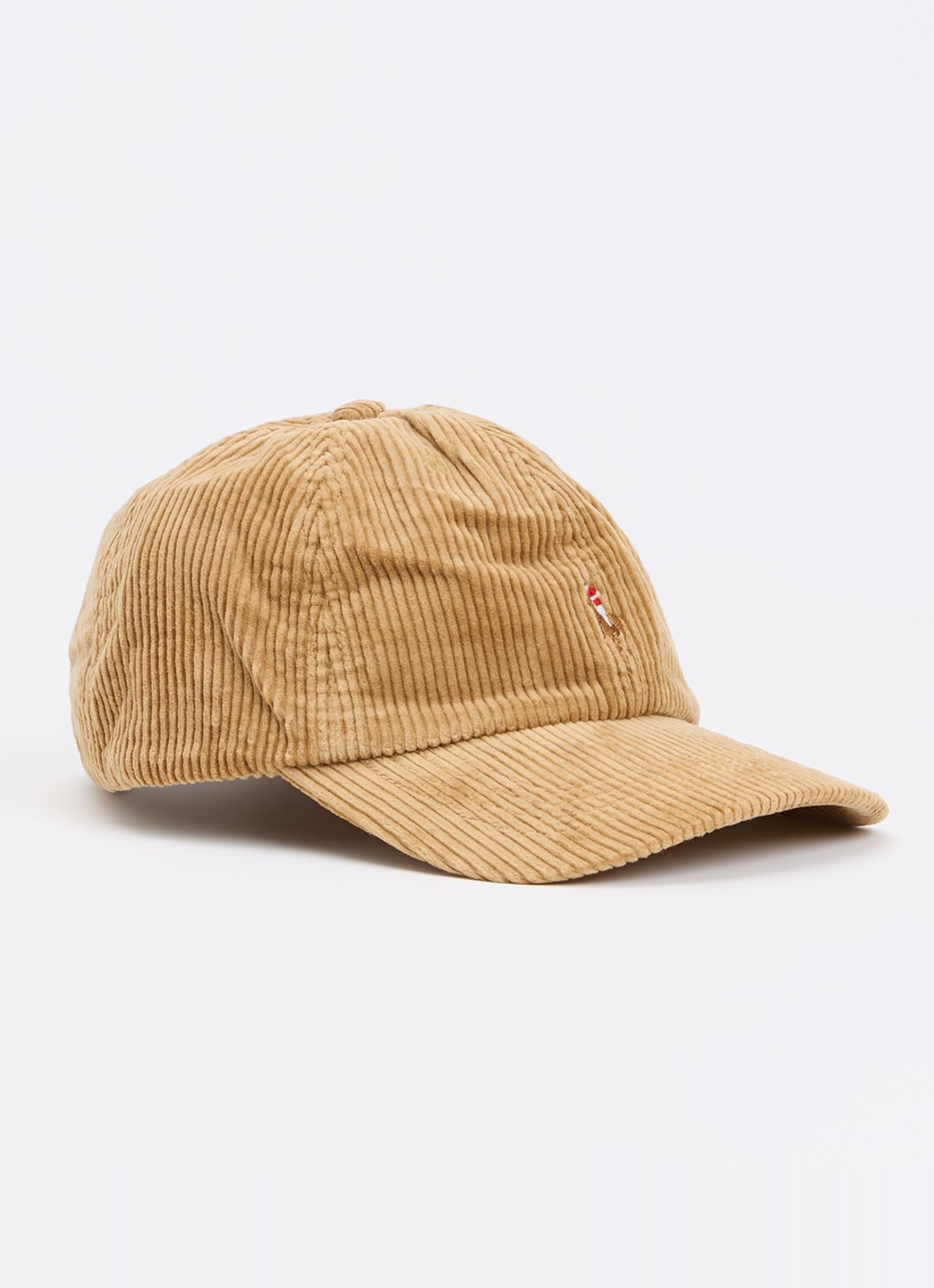 Ralph Lauren Pet van corduroy met logoborduring - voorkant khaki