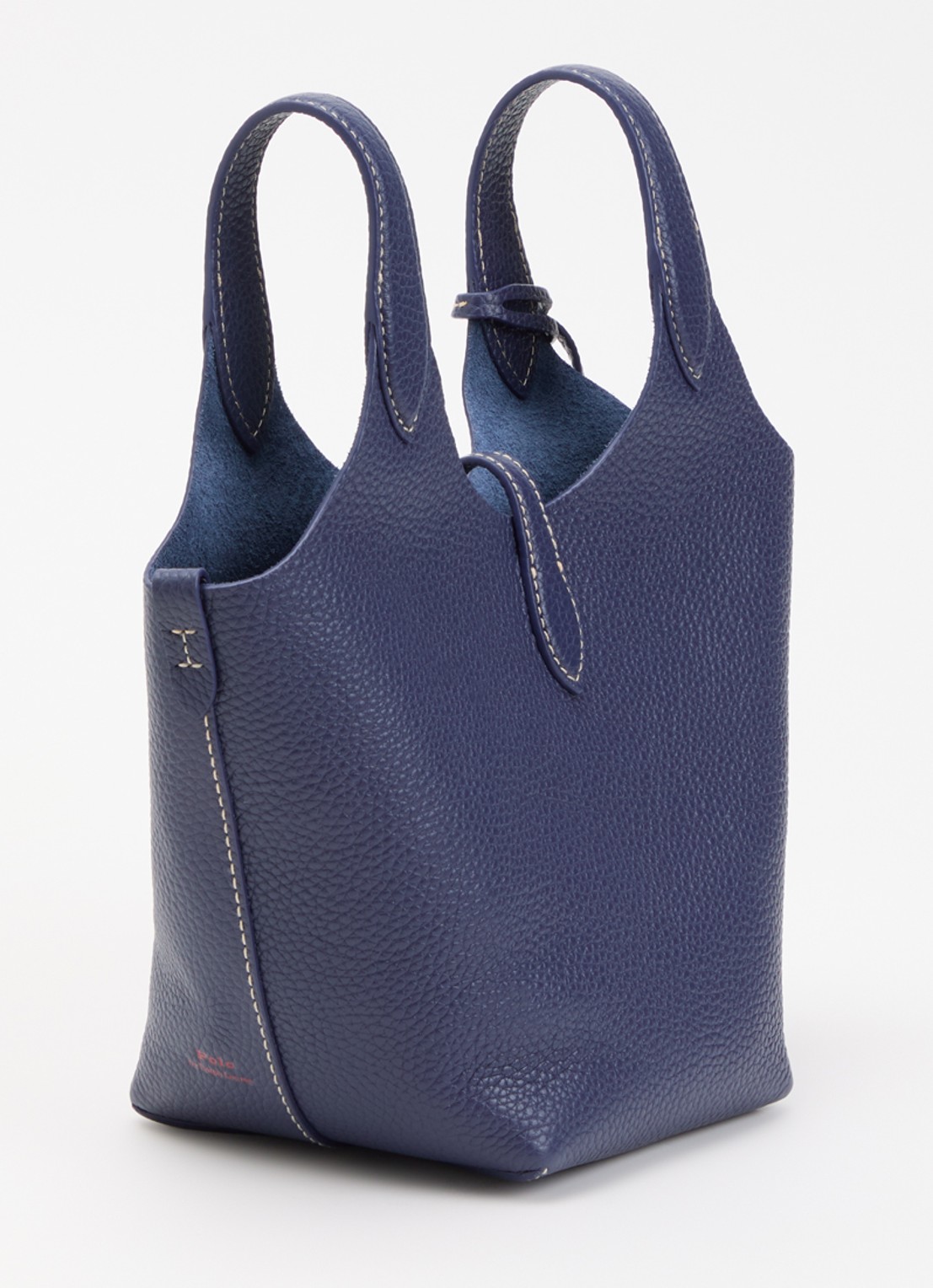 Ralph Lauren Play klein handtas van leer met afneembare schouderriem - achterkant kobaltblauw