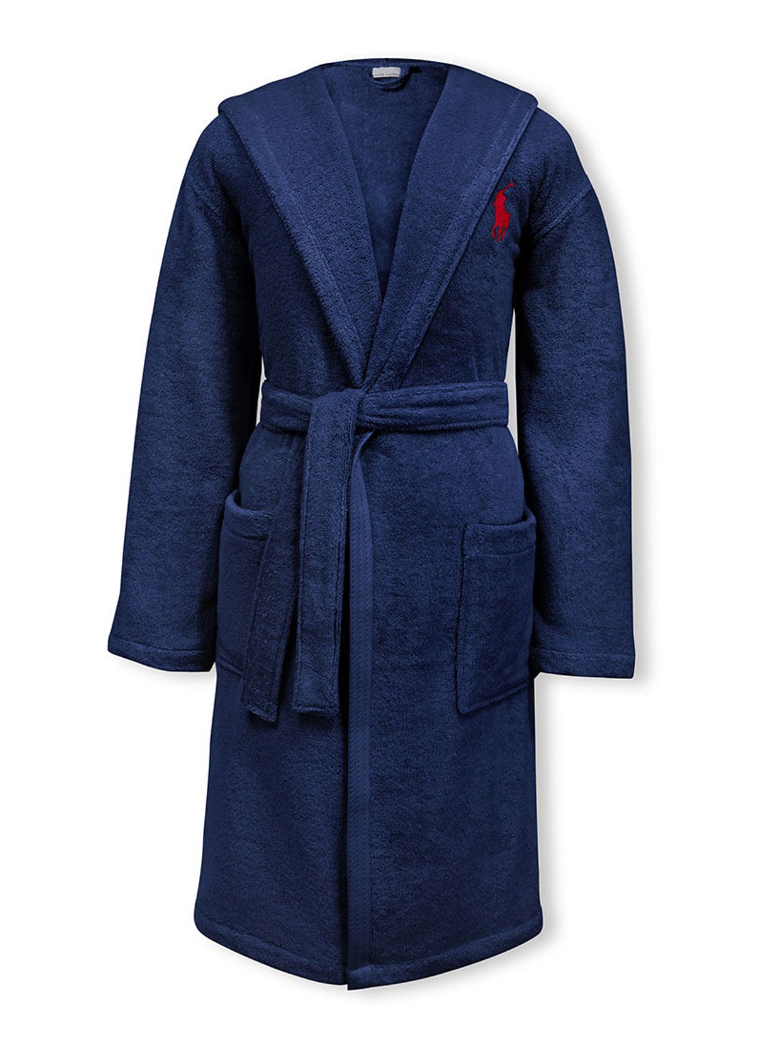 Ralph Lauren Player badjas van katoen - voorkant blauw