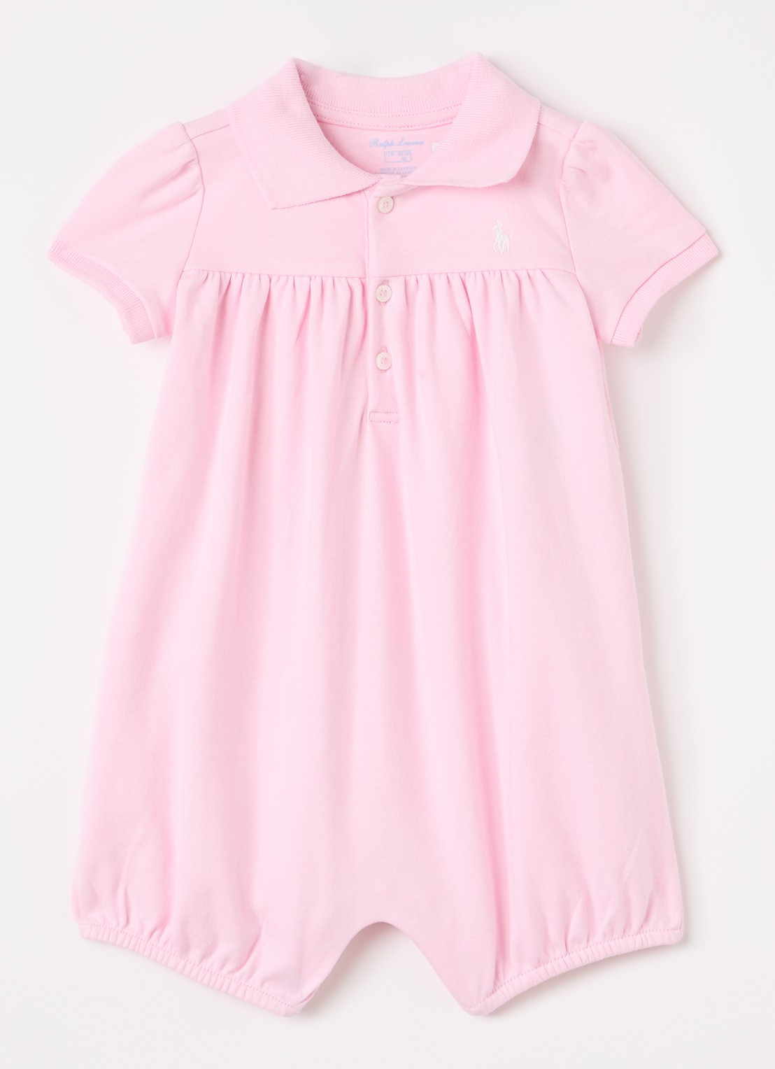 Ralph Lauren Playsuit met logoborduring - voorkant roze