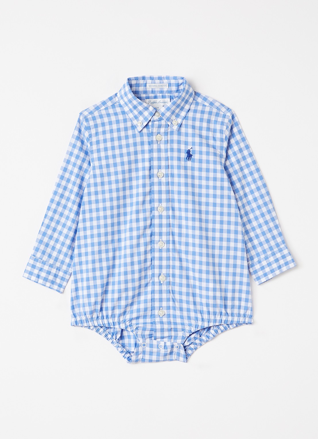 Ralph Lauren Playsuit met ruitdessin - voorkant blauw