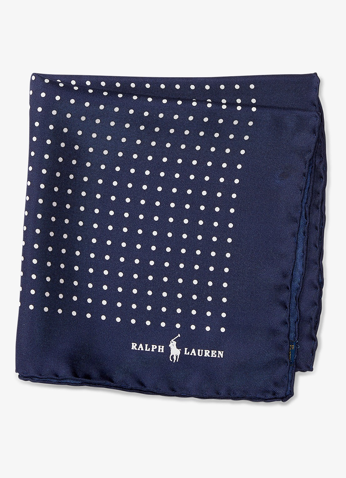Ralph Lauren Pochet van zijde met print 35 x 35 cm  - voorkant lichtblauw
