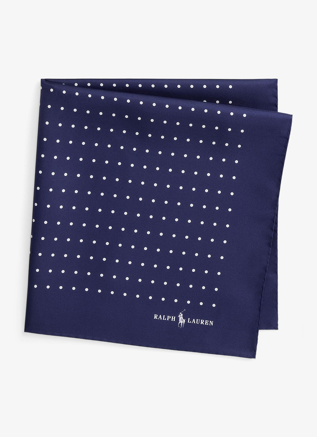 Ralph Lauren Pochet van zijde met stippenprint - voorkant 2 navy / donkerblauw