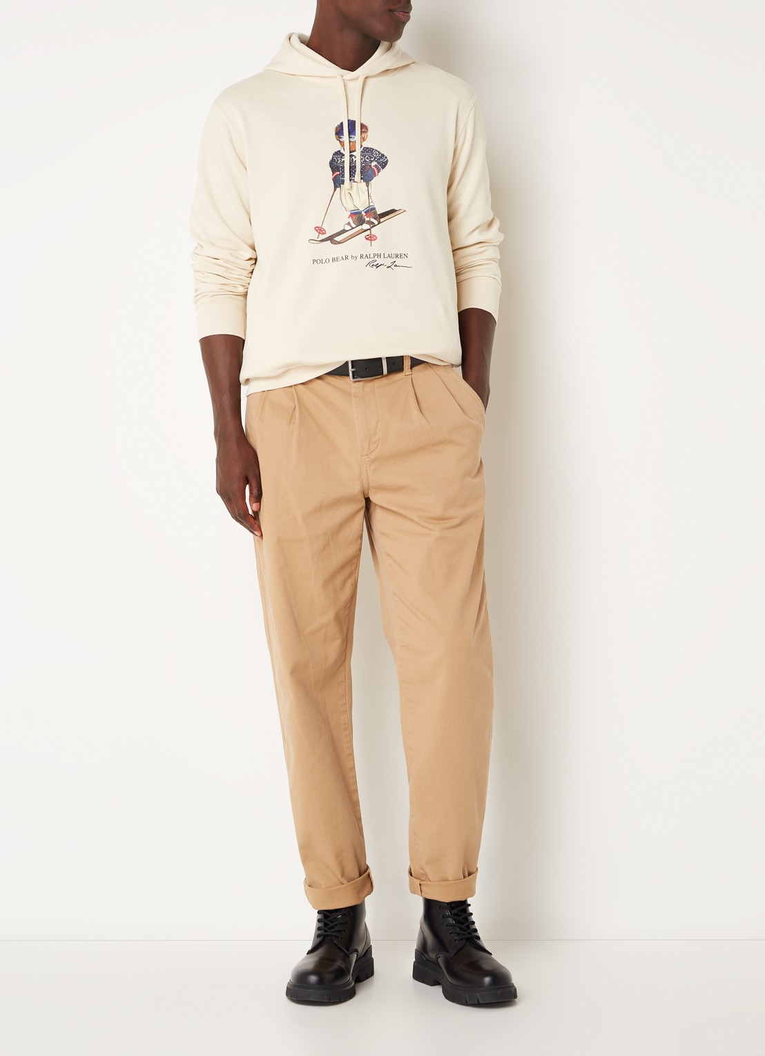 Ralph Lauren Polo Bear hoodie met logoprint - voorkant 5 winter cream - ski bear / beige