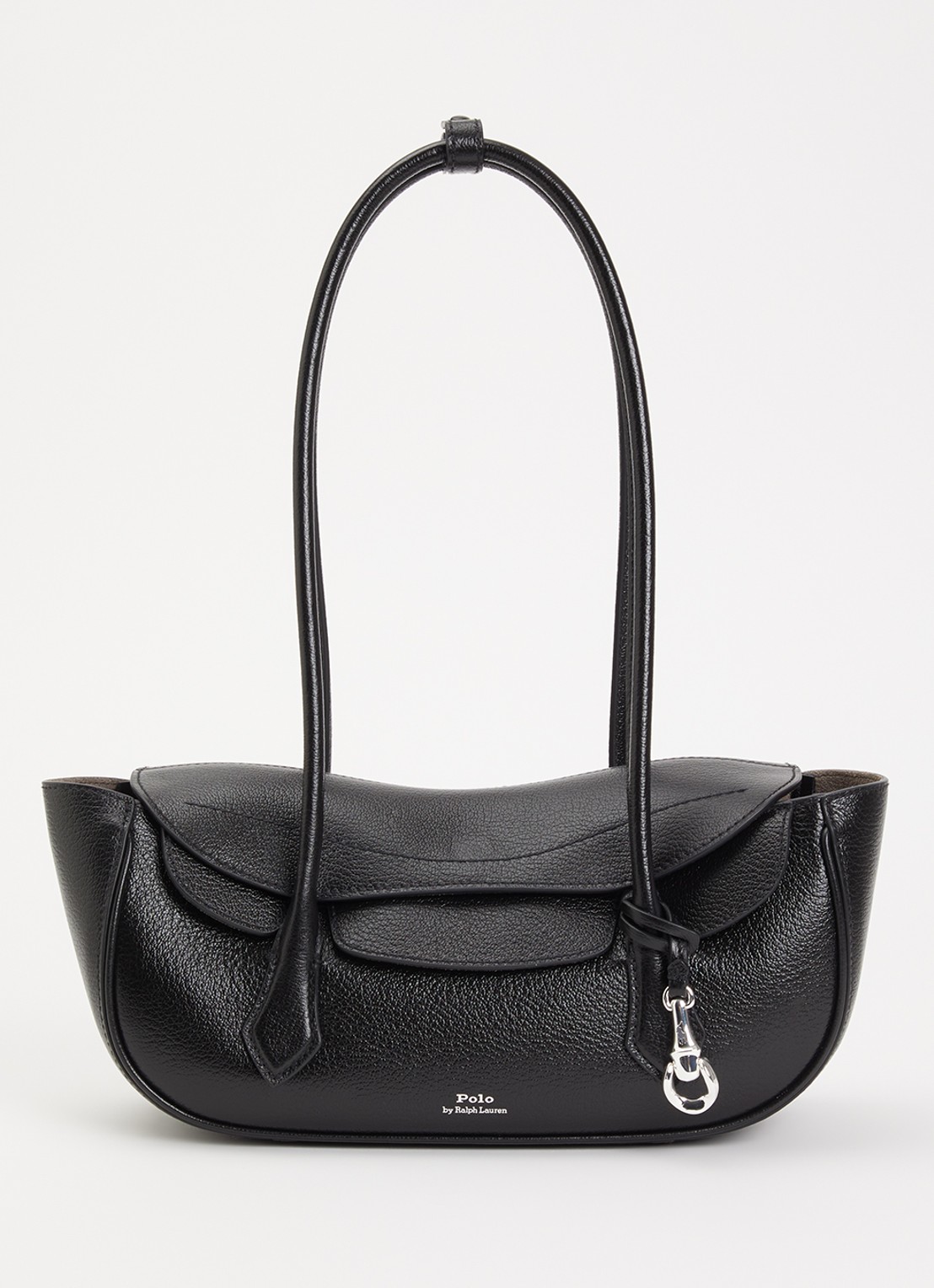 Ralph Lauren Polo Blaze Small schoudertas van leer met tasbedel - voorkant 5 zwart