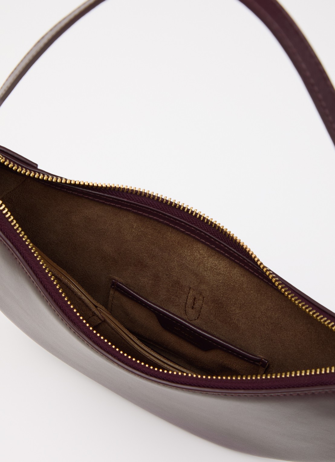 Ralph Lauren Polo ID Mini schoudertas van leer - detail aubergine