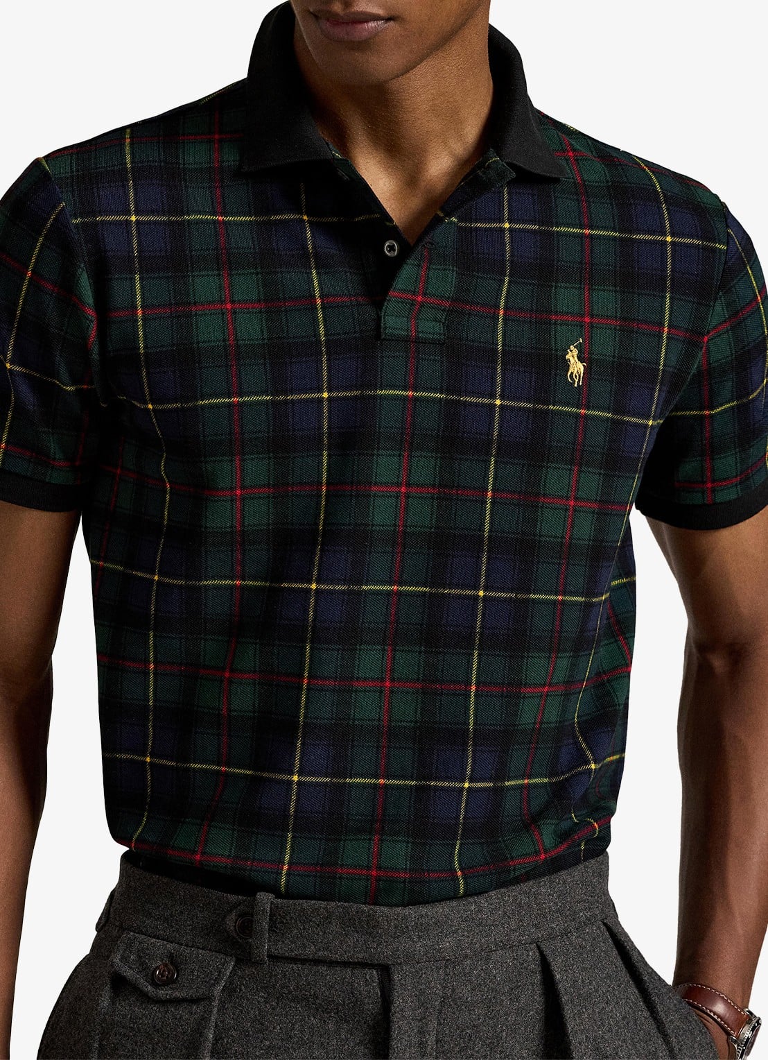 Ralph Lauren Polo met ruitdessin en logoborduring  - detail 2 donkergroen