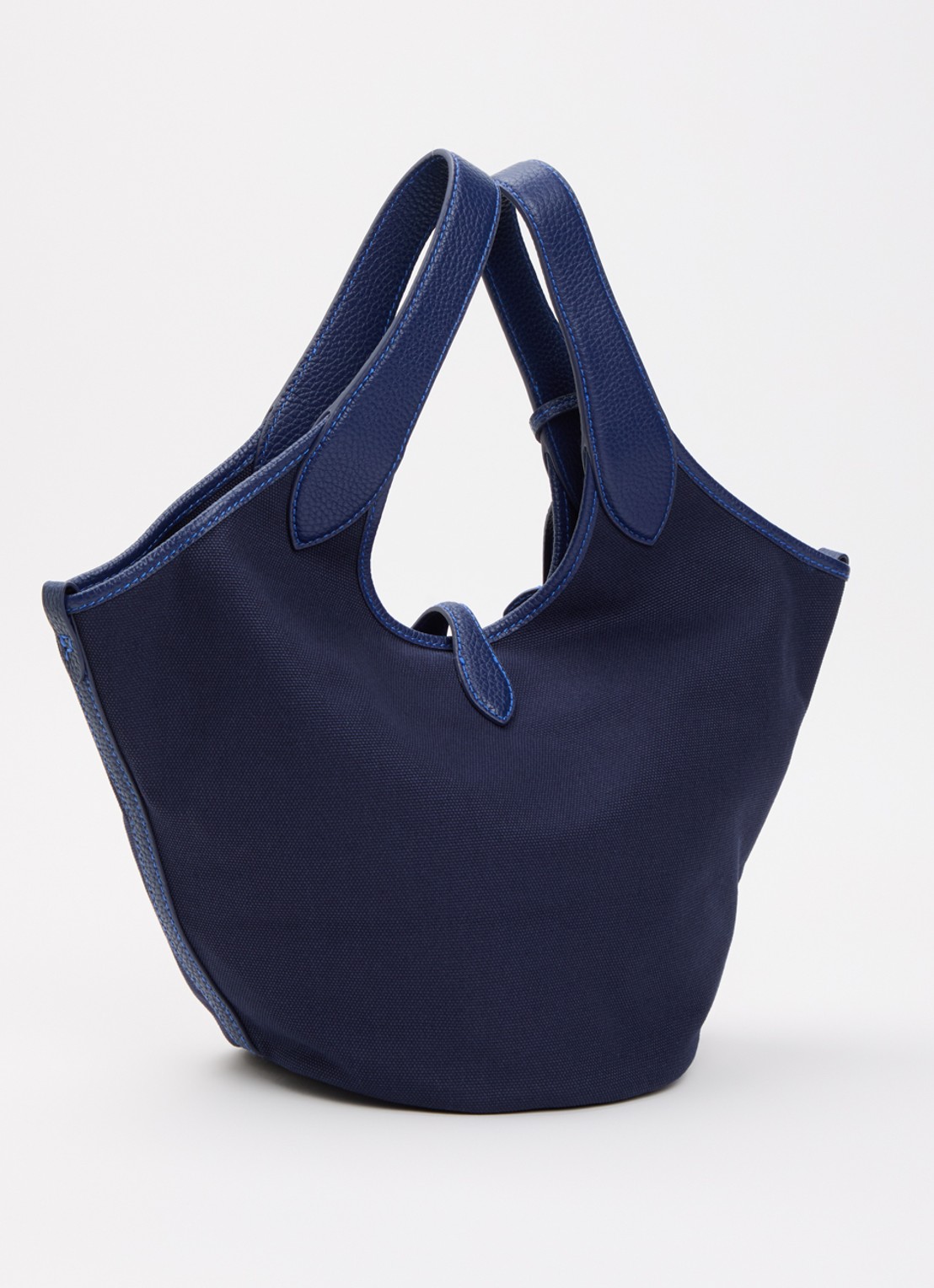 Ralph Lauren Polo Play Medium handtas van canvas met details van leer  - achterkant 5 donkerblauw