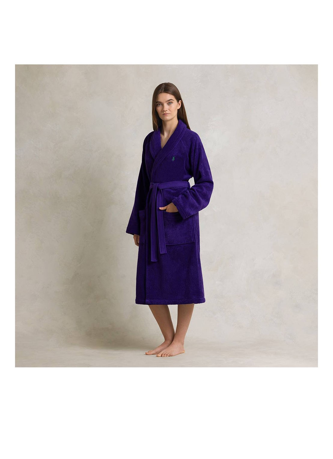 Ralph Lauren Polo Player badjas - unisex - detail 2 paars