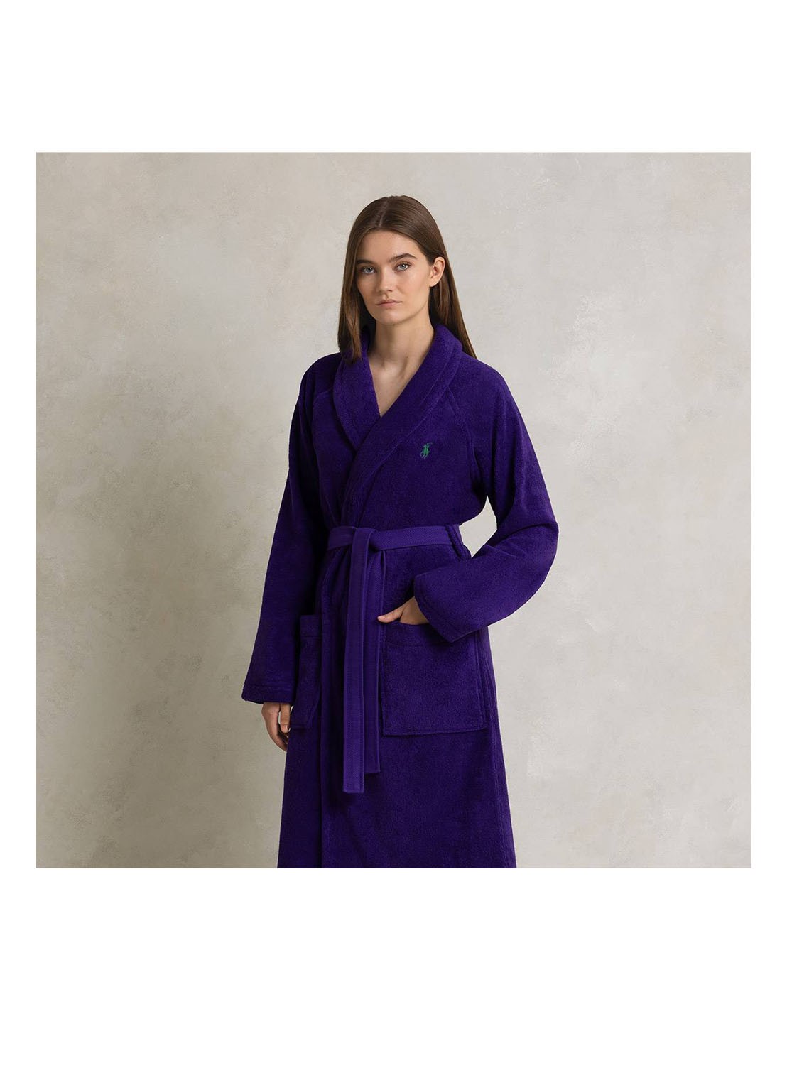 Ralph Lauren Polo Player badjas - unisex - detail 3 paars