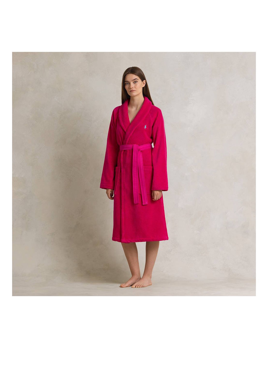 Ralph Lauren Polo Player badjas - unisex - detail 8 fuchsia