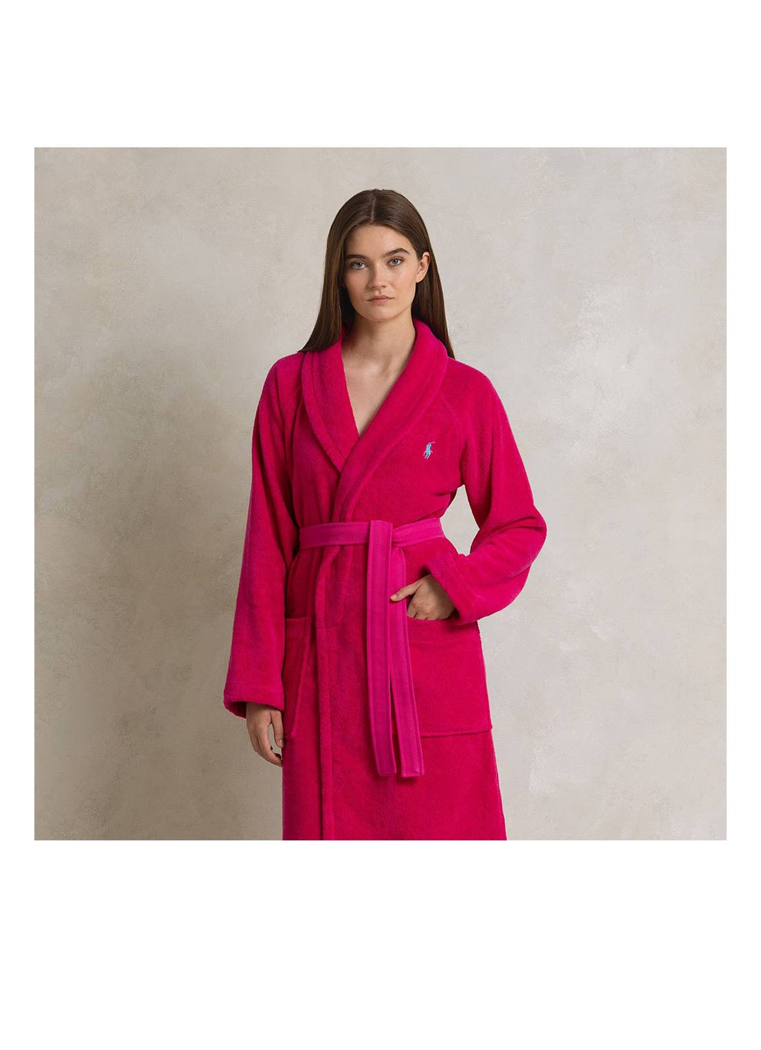 Ralph Lauren Polo Player badjas - unisex - detail 9 fuchsia