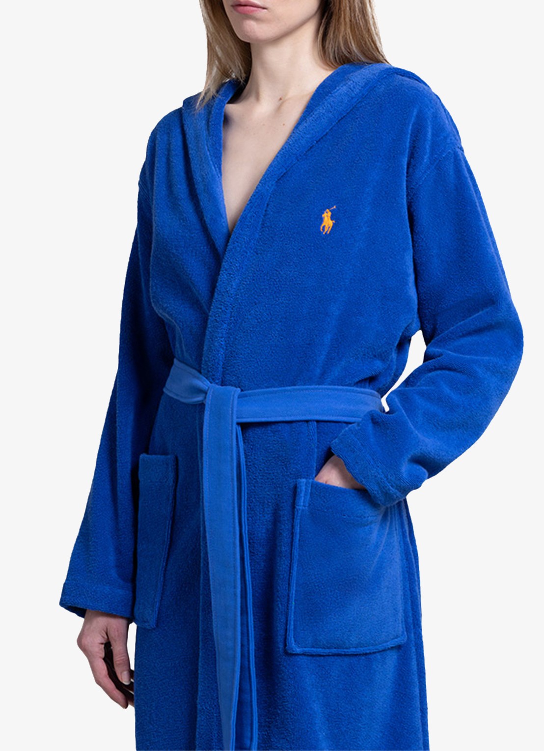 Ralph Lauren Polo Player badjas - unisex - detail 2 kobaltblauw