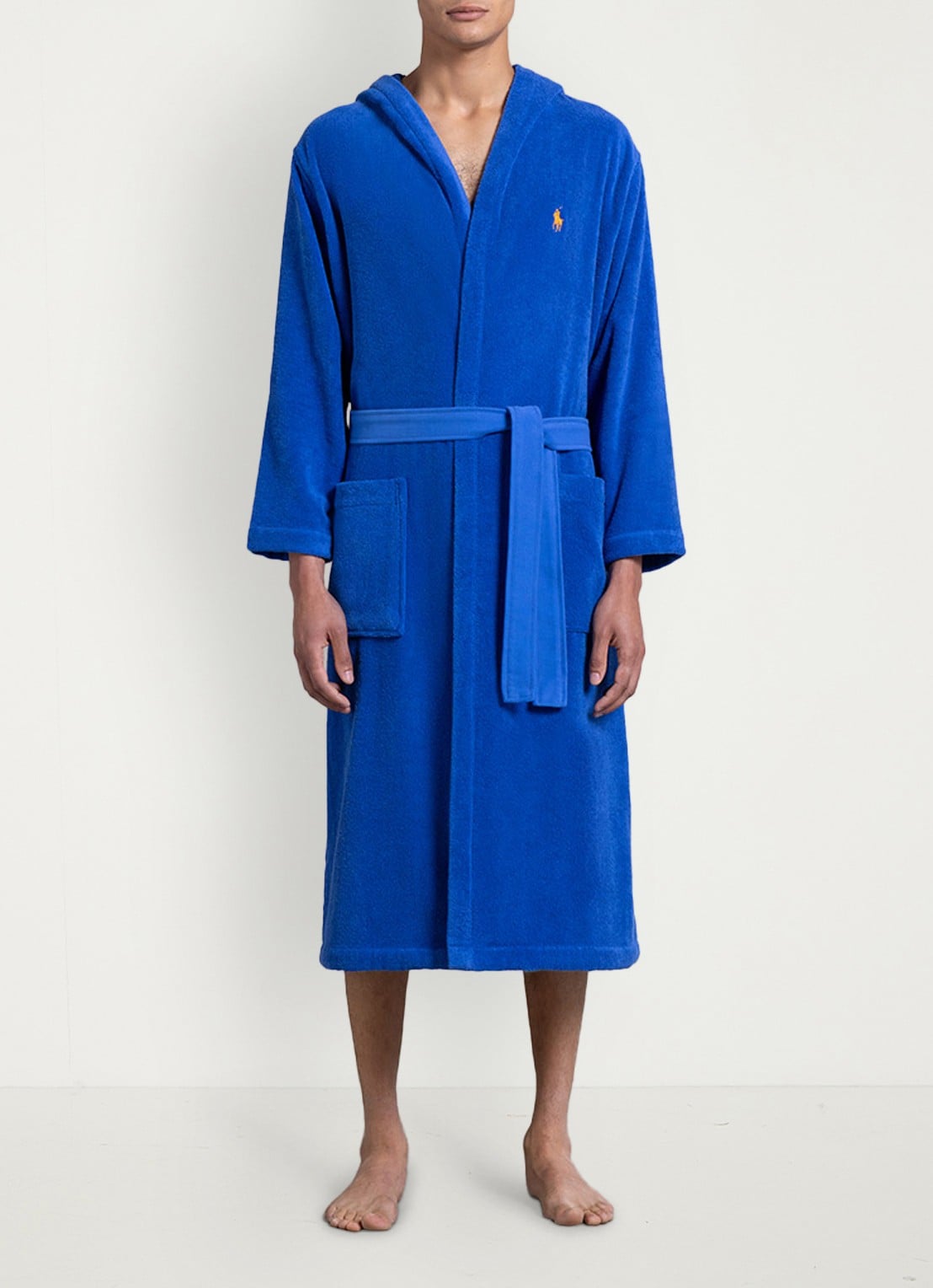 Ralph Lauren Polo Player badjas - unisex - detail 4 kobaltblauw