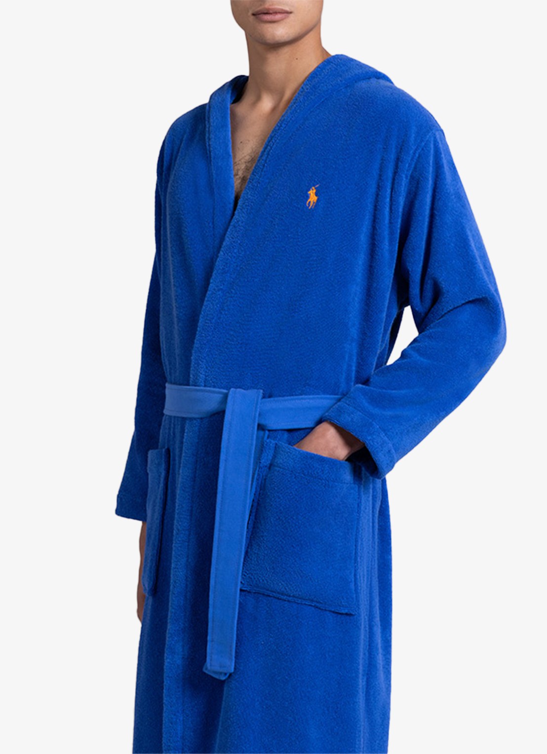 Ralph Lauren Polo Player badjas - unisex - detail 5 kobaltblauw