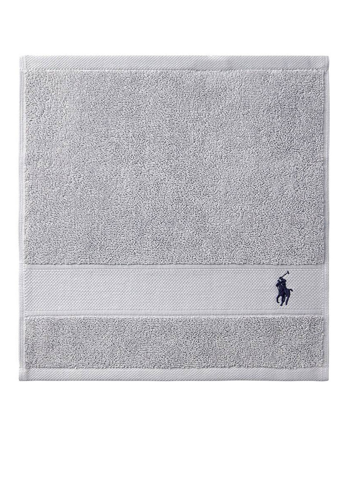 Ralph Lauren Polo Player gastendoek - 600 gr/m2 - 33 x 33 cm - voorkant 2 lichtgrijs