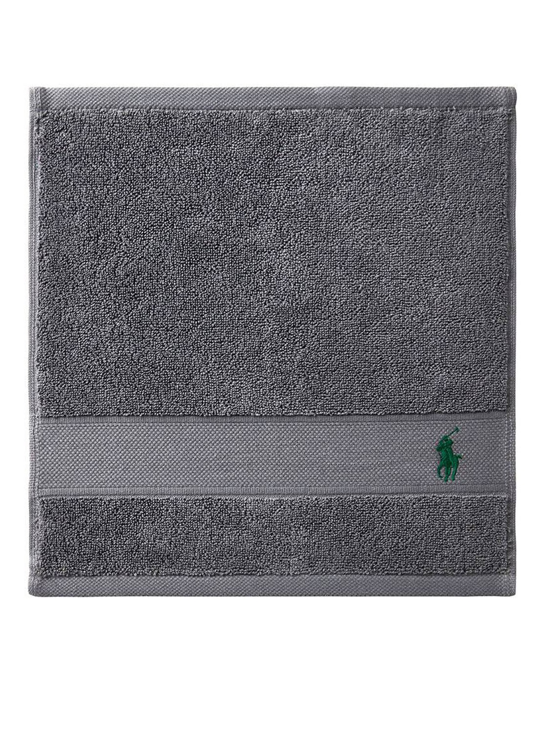 Ralph Lauren Polo Player gastendoek - 600 gr/m2 - 33 x 33 cm - voorkant donkergrijs