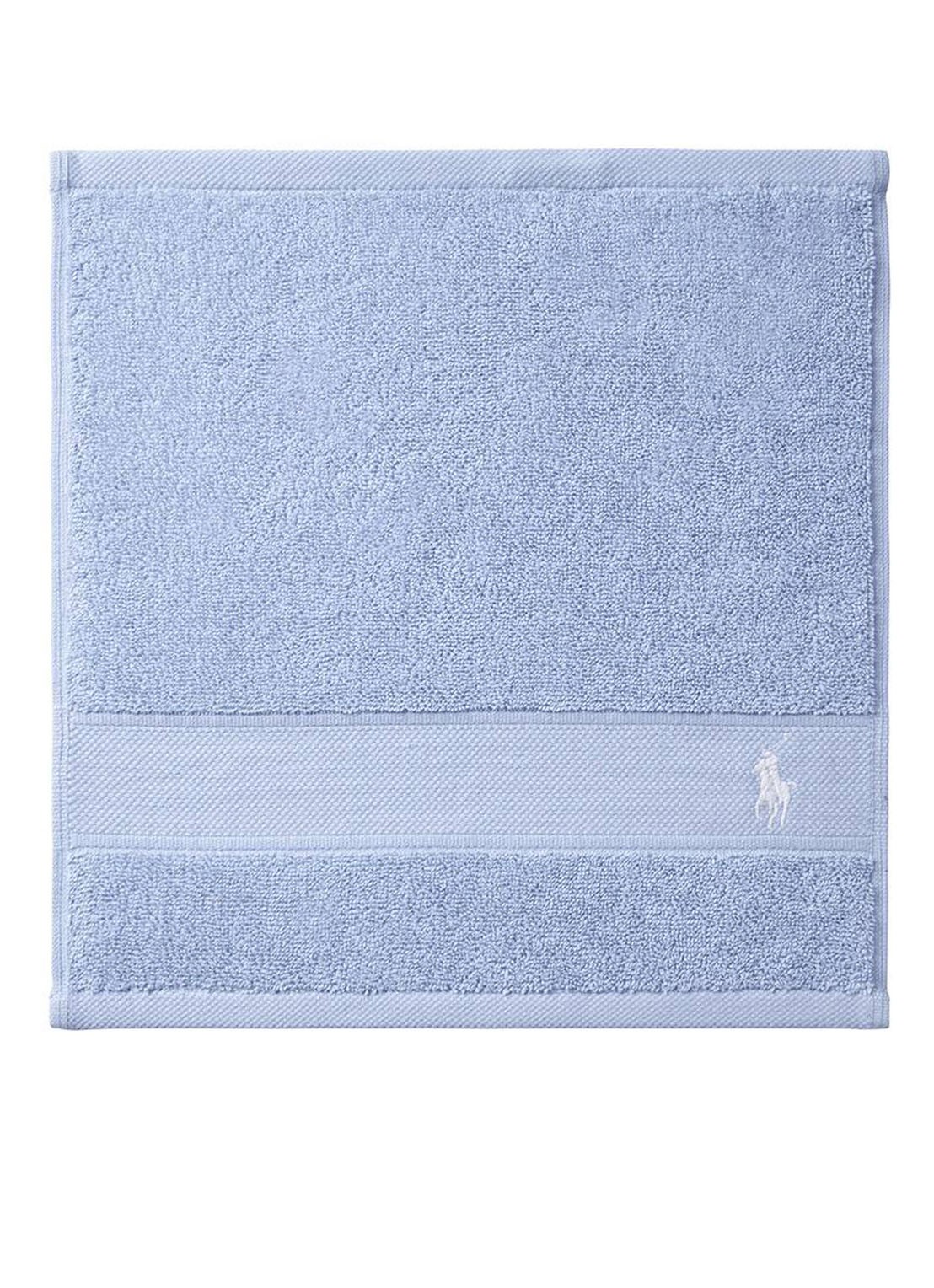 Ralph Lauren Polo Player gastendoek - 600 gr/m2 - 33 x 33 cm - voorkant lichtblauw