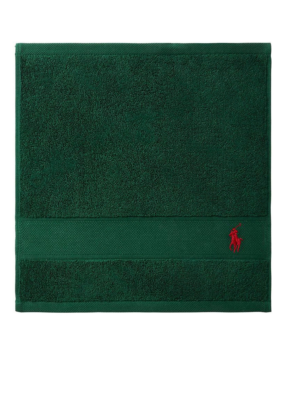 Ralph Lauren Polo Player gastendoek - 600 gr/m2 - 33 x 33 cm - voorkant 2 donkergroen