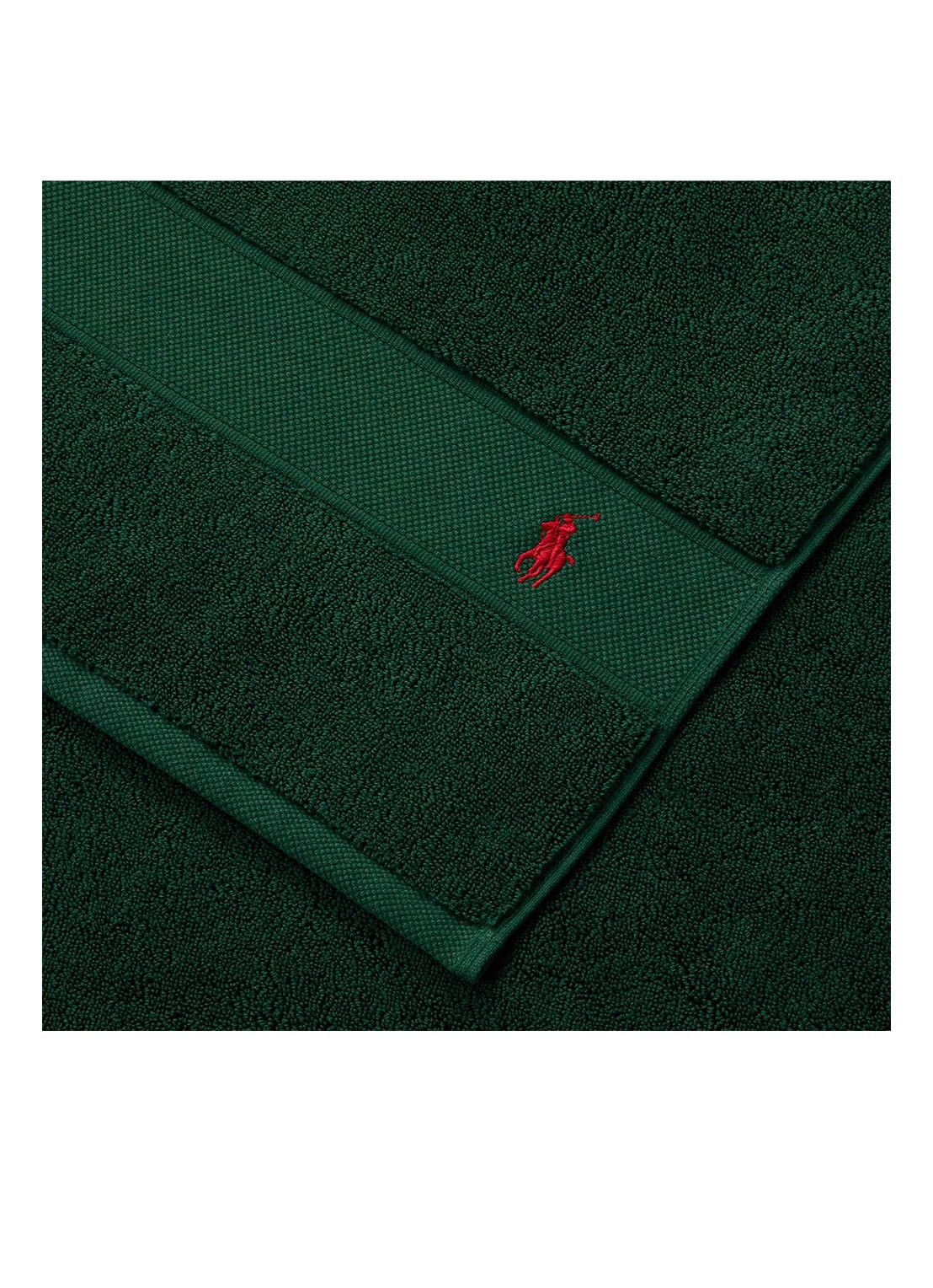Ralph Lauren Polo Player gastendoek - 600 gr/m2 - 33 x 33 cm - voorkant 3 donkergroen