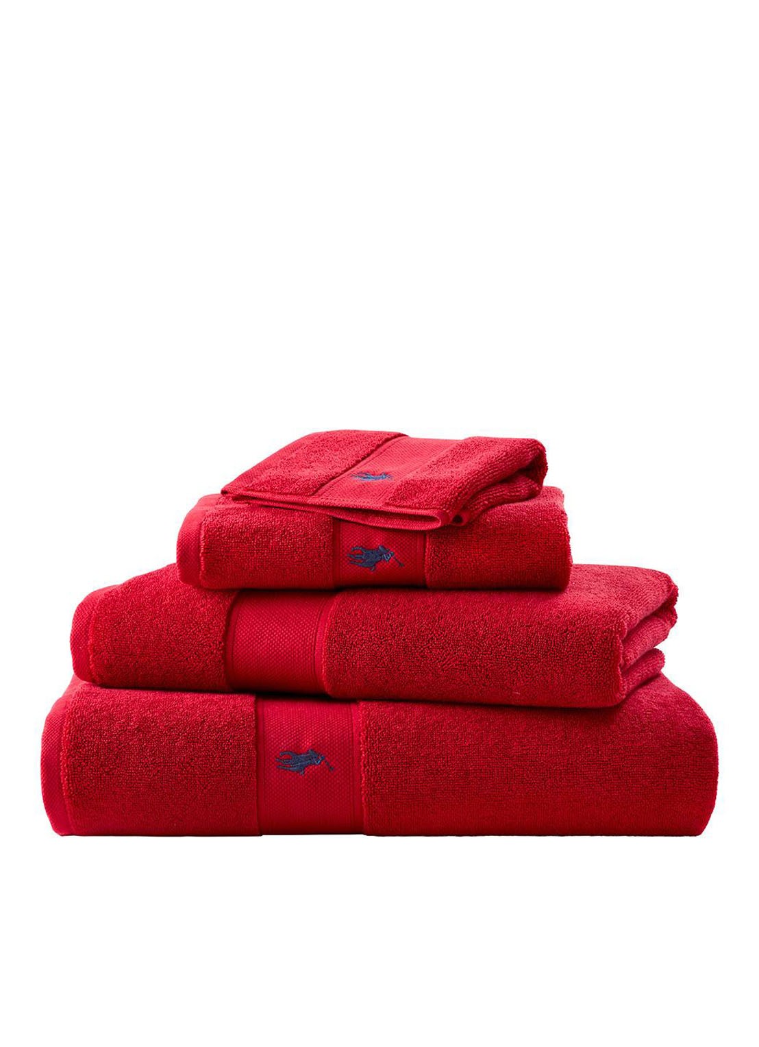Ralph Lauren Polo Player gastendoek - 600 gr/m2 - 33 x 33 cm - detail rood