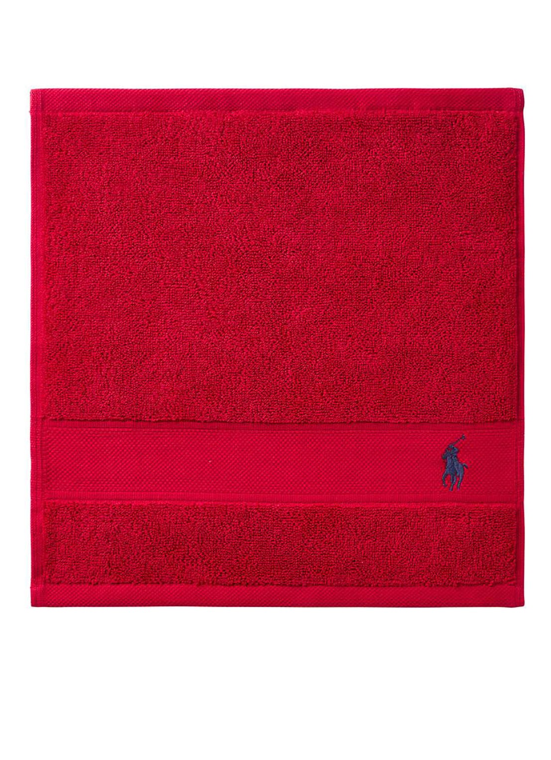 Ralph Lauren Polo Player gastendoek - 600 gr/m2 - 33 x 33 cm - voorkant 3 rood