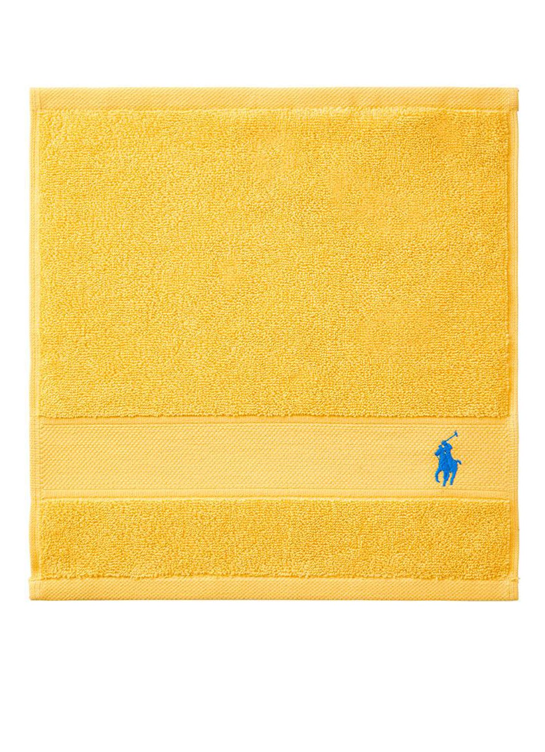 Ralph Lauren Polo Player gastendoek - 600 gr/m2 - 33 x 33 cm - voorkant geel